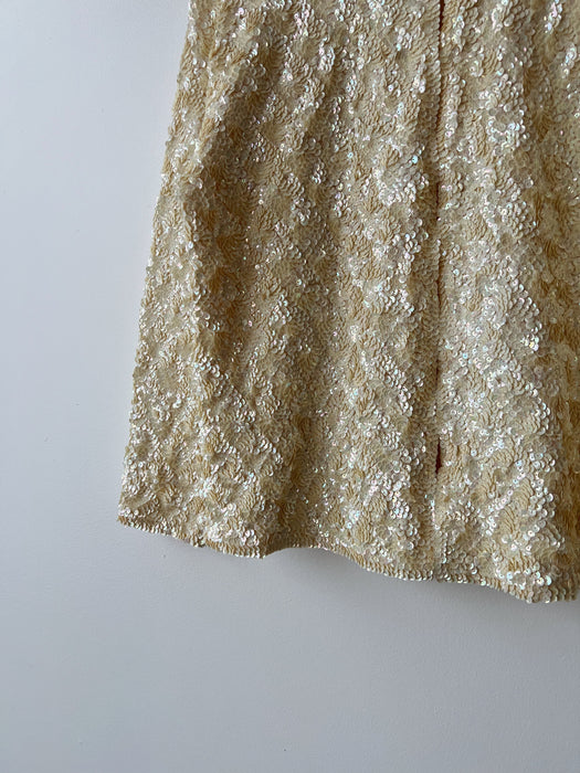 Cream Sequin Wool Cardigan | S/M