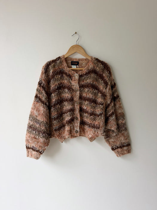 Striped Hand Knit Cardigan | M