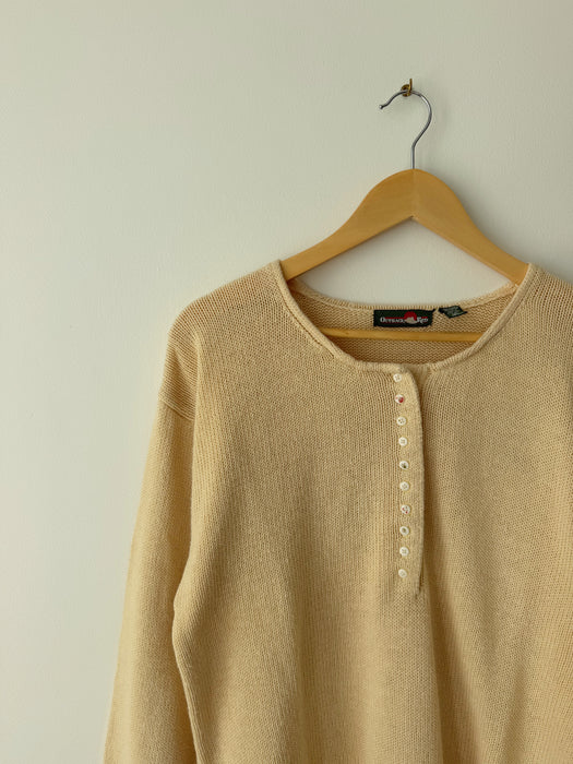 Pale Yellow Henley Sweater | S/M