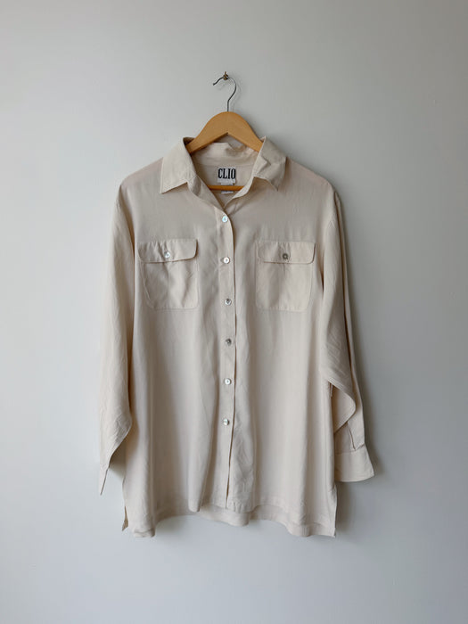 Cream Silk Blouse | L