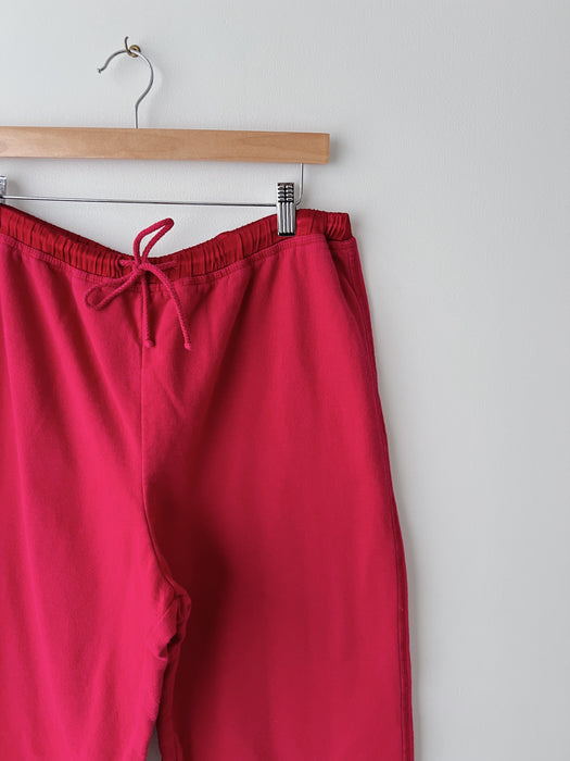 Red Sweat Pants With Satin Hem