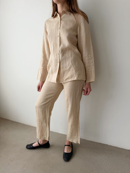 Beige Linen Pants | S