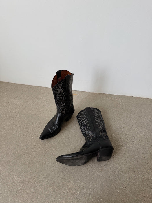 Black Leather Cowboy Boot | 7