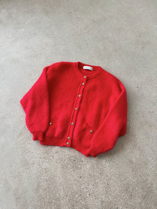 Red Mohair Cardigan | M