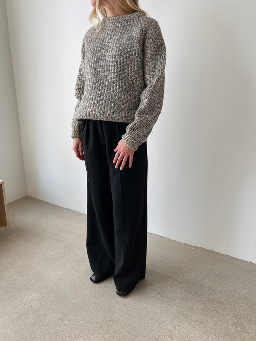 Marled Cream & Black Knit Sweater | L/XL