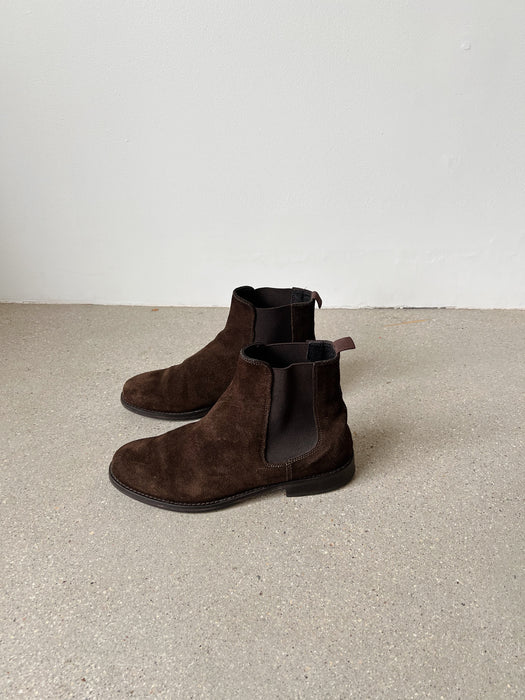 Espresso Brown Suede Chelsea Boots | 7.5