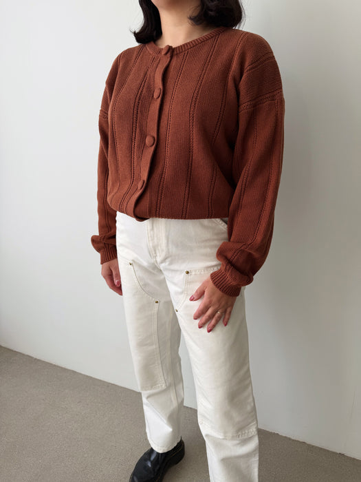 Brown Cotton Cardigan | M