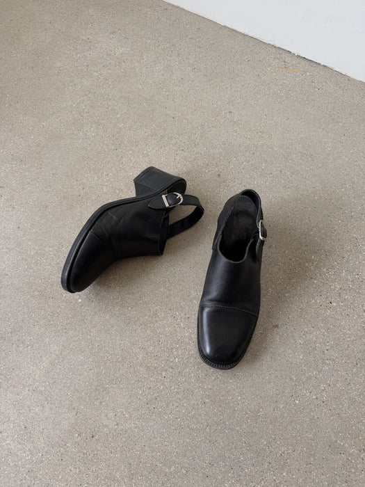 Black Sling Back Mules | 9.5