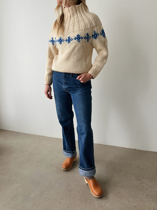 Cream Hand Knit Sweater | S