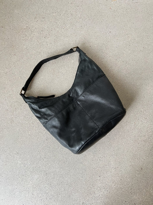Black Leather Bucket Bag