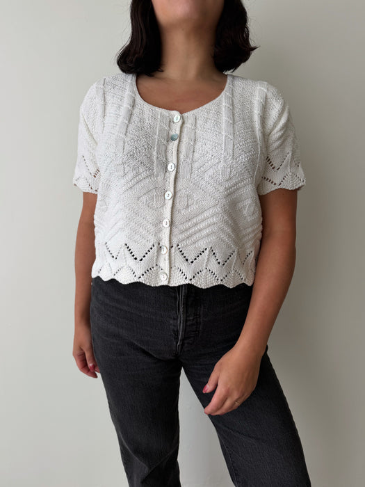 White Knit Top | L