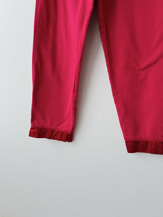 Red Sweat Pants With Satin Hem