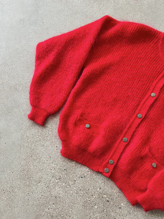 Red Mohair Cardigan | M