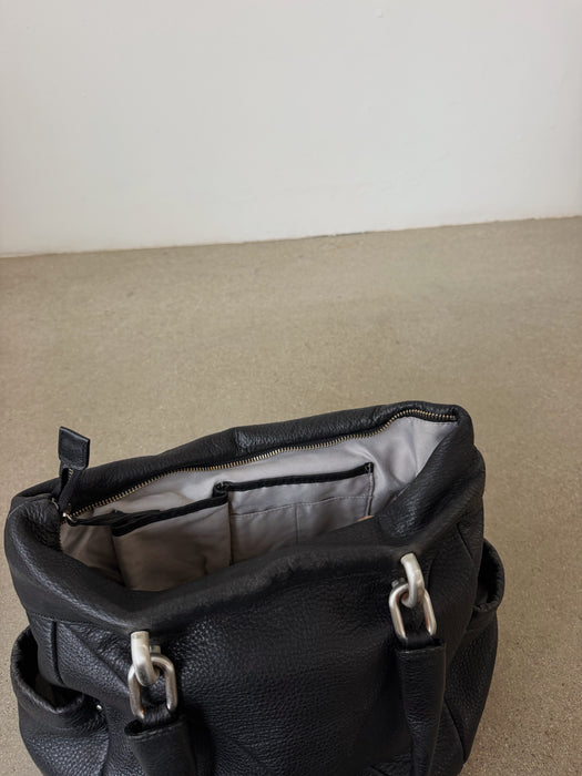 Black Buttery Leather Tote