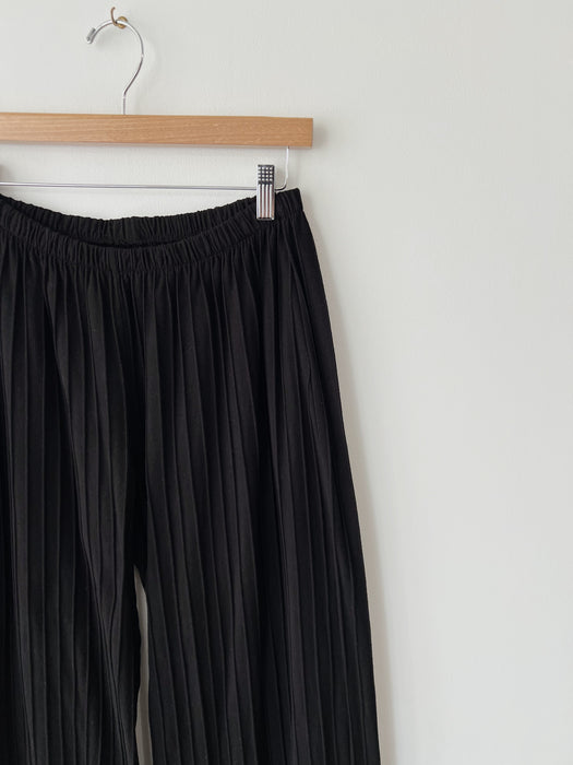 Black Ribbed Palazzo Pants | L