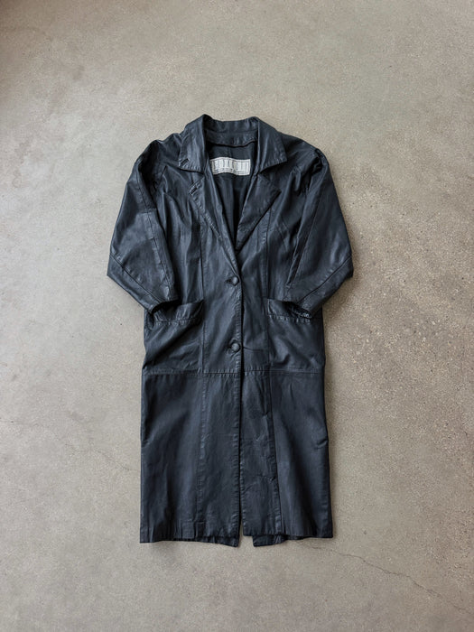 Black Leather Trench Coat | L/XL