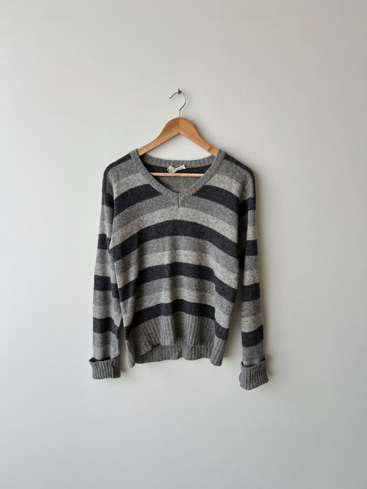 Grey Striped Wool Sweater | S