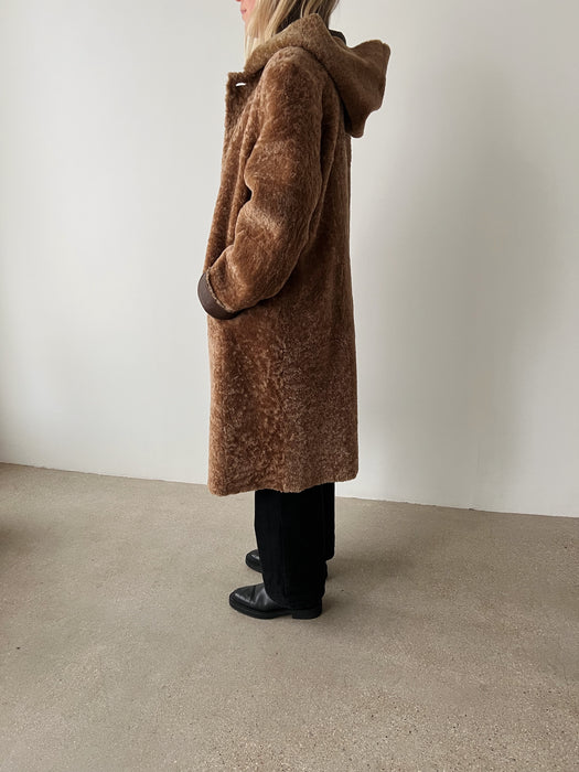 Brown Shearling Reversible Teddy Coat | M
