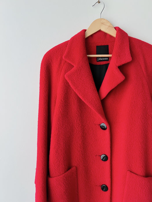 Red Alpaca Wool Coat | L/XL