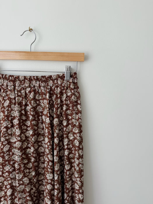 Brown Floral Skirt | XS