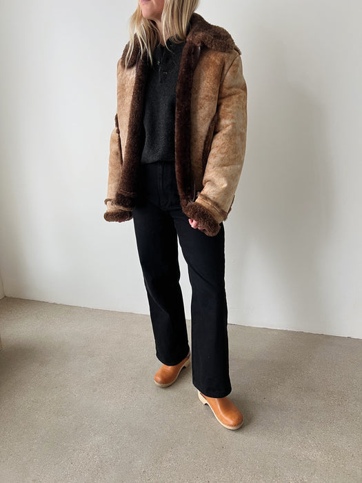 Brown Sherpa Bomber Jacket | M/L