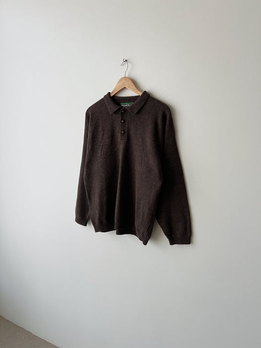 Heather Brown Collared Sweater | L