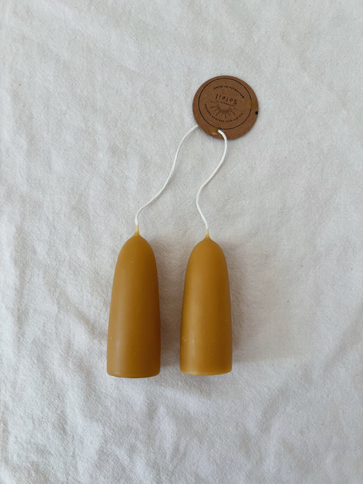 Stubby Pair Hand Dipped Beeswax Candles