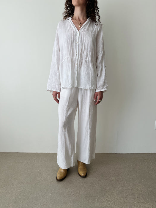 White Linen Blouse | L