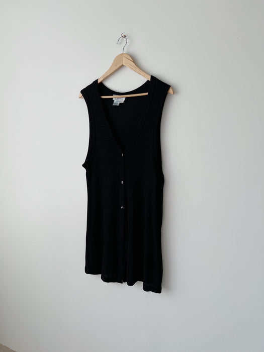 Black Button Down Vest | M