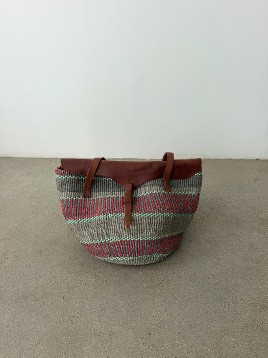 Brown Leather Sisal Bag