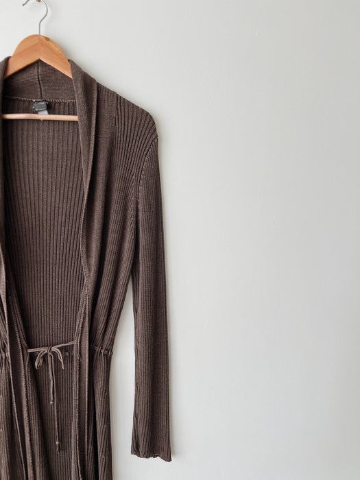 Brown Silk Knit Duster | M/L