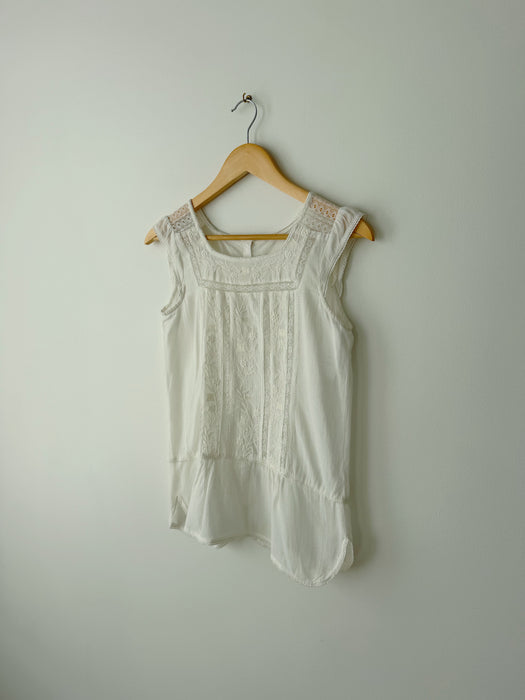 White Floral Lace Top | S
