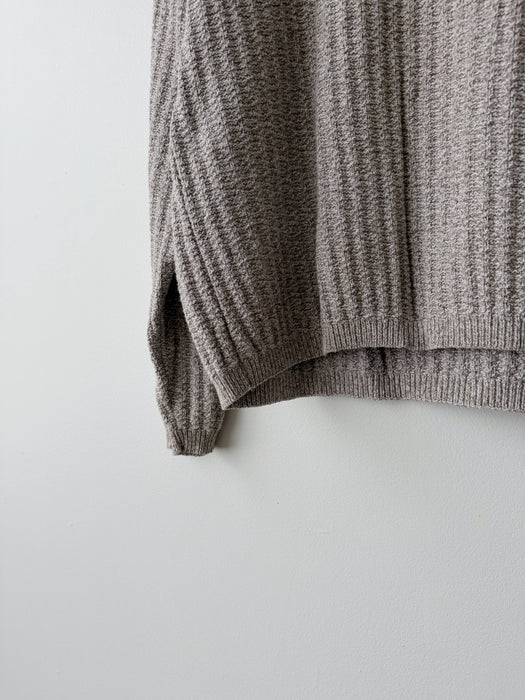 Marled Cotton Henley Sweater | L