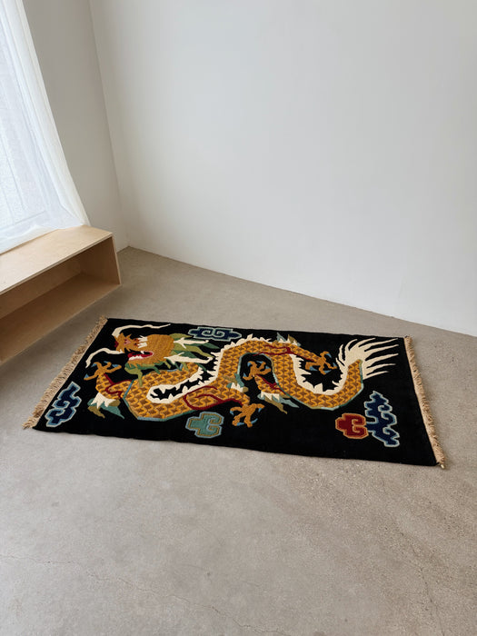Hand-Knotted Wool Dragon Rug