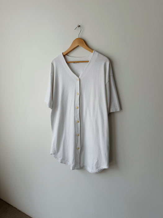 White Cotton Baseball Tee | XL