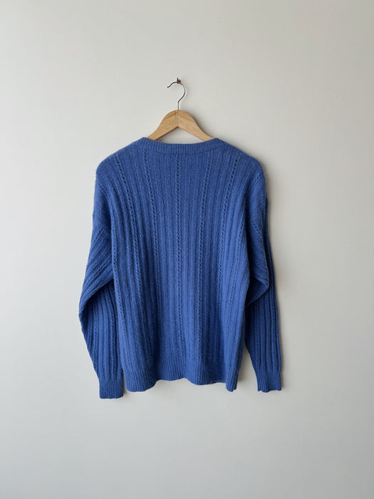 Blue Lambswool Angora Cardigan | M