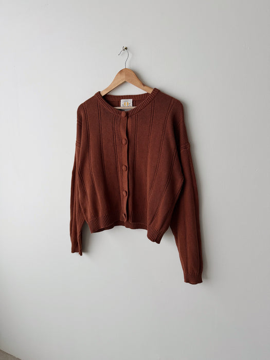 Brown Cotton Cardigan | M