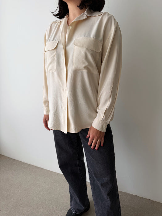 Cream Silk Button Up | M