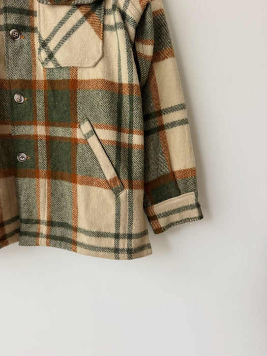 Plaid Green Wool Flannel Coat | L/XL