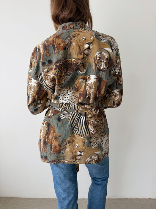 Safari Print Canvas Jacket | L
