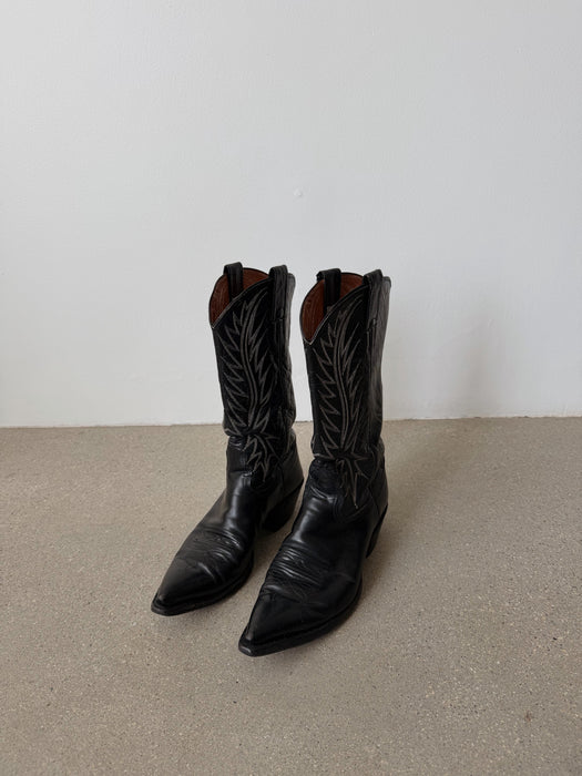 Black Leather Cowboy Boot | 7