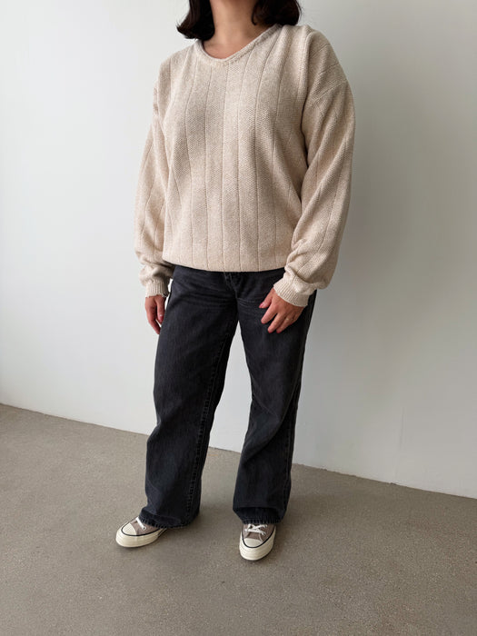 Cream Cotton Sweater | M
