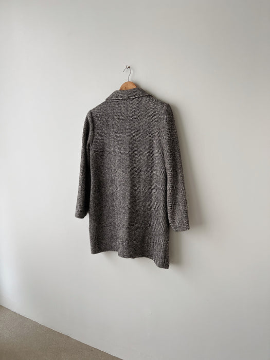 Herringbone Wool Coat | L