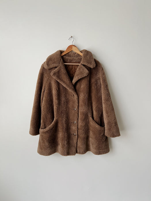 Brown Faux Fur Coat | XL