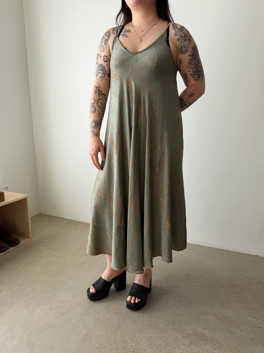 Moss Green Silk Dress | M/L