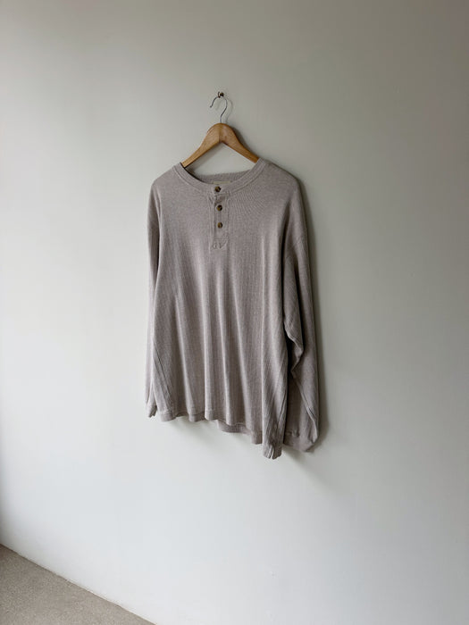 Oat Ribbed Henley Shirt | L