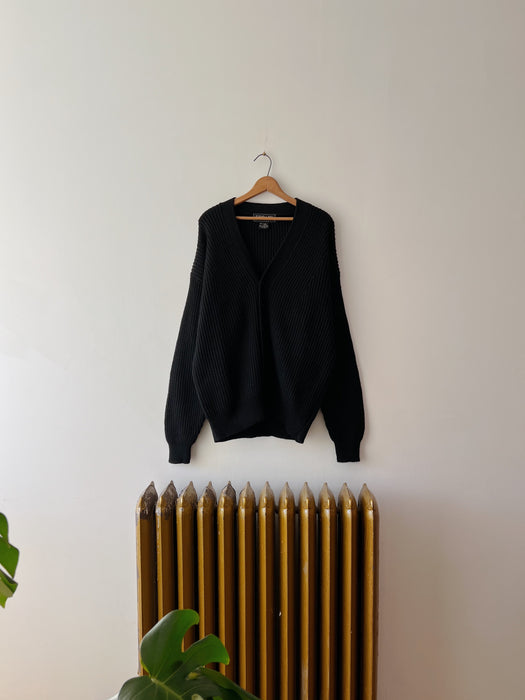 Black Wool Cardigan | XL