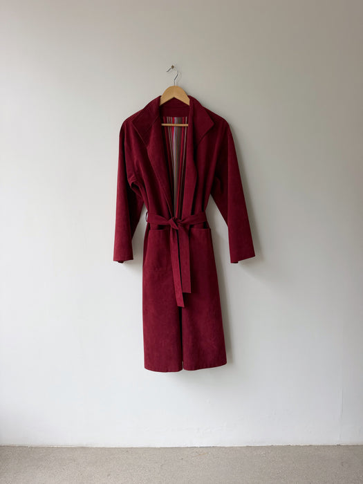 Burgundy Faux Suede Trench | S