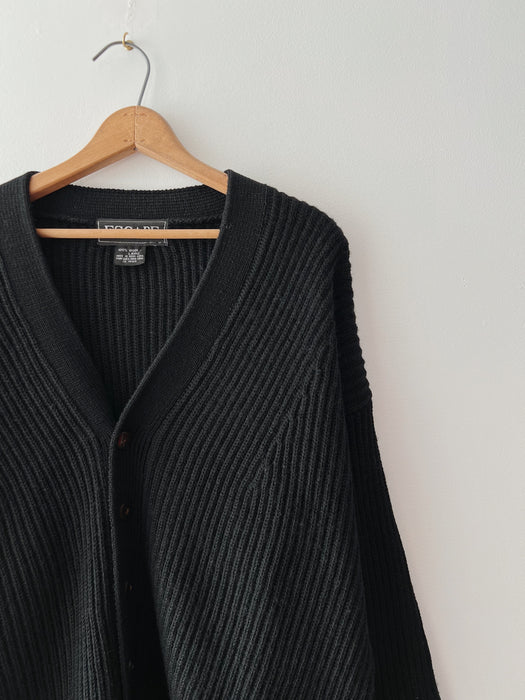 Black Wool Cardigan | XL