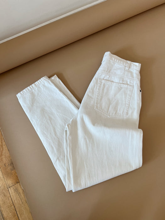 Cream Tapered Jeans | 30